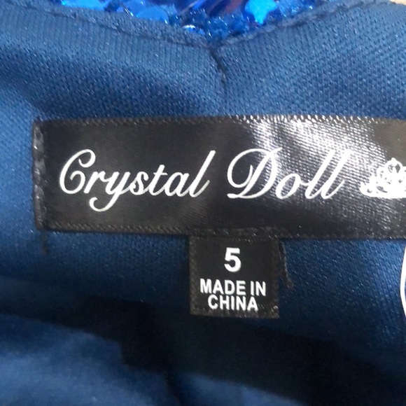 Crystal Doll Formal Maxi Dress Size 5 Royal Blue Sequin One Shoulder Cutout Gown - Picture 6 of 11